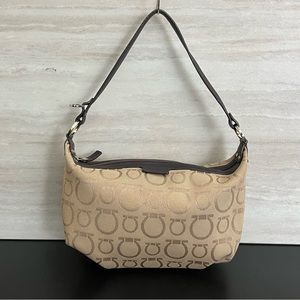 Authentic SALVATORE FERRAGAMO Small Canvas Ganchini Purse Bag​